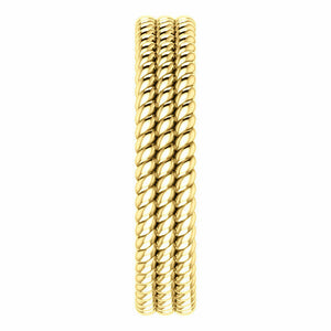 SIZE 8 - 14K Yellow Gold LAYERED Stacked Rope Band 4.5mm Wide Ring Free Shipping