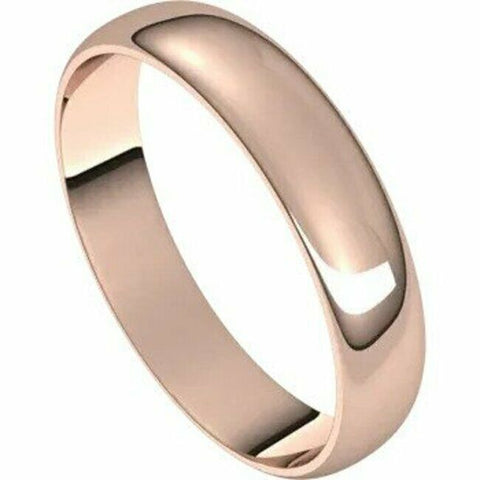 Image of Solid 18kt Rose Gold 4mm Wedding Band Sizes 4-20 Half Round Ultra Light Ring