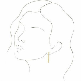 14K Yellow Gold Rope Chain Pierced Dangle Earrings 36.88 x 1.38 mm Push on Backs