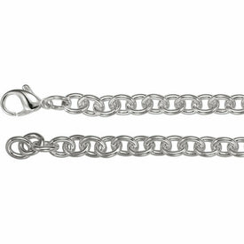 7.5 Inch Solid Sterling Silver Cable Link Charm Bracelet 8 mm Wide Lobster Clasp