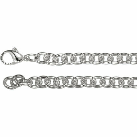 Image of 7.5 Inch Solid Sterling Silver Cable Link Charm Bracelet 8 mm Wide Lobster Clasp