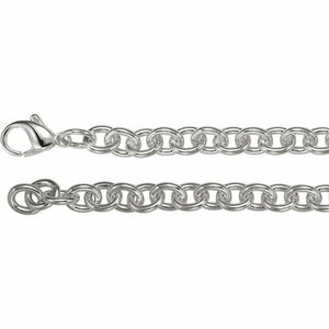 7.5 Inch Solid Sterling Silver Cable Link Charm Bracelet 8 mm Wide Lobster Clasp