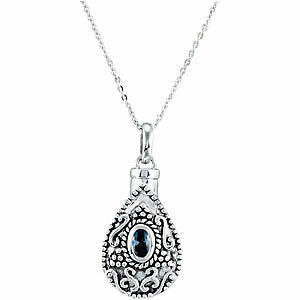 Image of Tear Ash Holder MARCH Birthstone Pendant 18" Chain Sterling Silver Jewellery