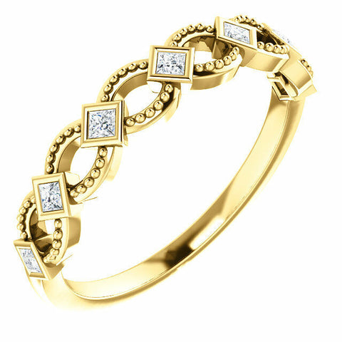 Image of 14k Yellow Gold 1/6 ctw Diamond Stackable Ring Ladies Fashion Sz 7 Free Shipping