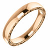 SIZE 9.5  - 14K Rose Gold Wedding Band Relief Pattern 4mm Sculptural-Inspired