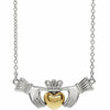 14K White Gold and Yellow Gold Claddagh 18" Inch Necklace Free Shipping