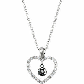 1/6 cttw Black & White Diamond Heart Necklace Sterling Silver Interchangeable