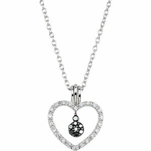 1/6 cttw Black & White Diamond Heart Necklace Sterling Silver Interchangeable