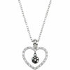 1/6 cttw Black & White Diamond Heart Necklace Sterling Silver Interchangeable