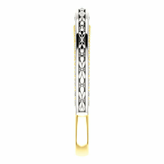 14K White and Yellow Gold .08 CTW Diamond Vintage-Inspired Band Sizes 6-8
