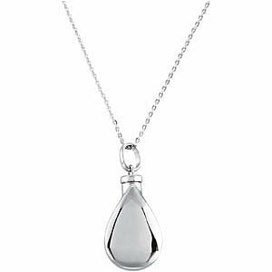 Image of JANUARY Birthstone Tear ASH HOLDER Pendant & 18" Chain Sterling Silver Jewellery