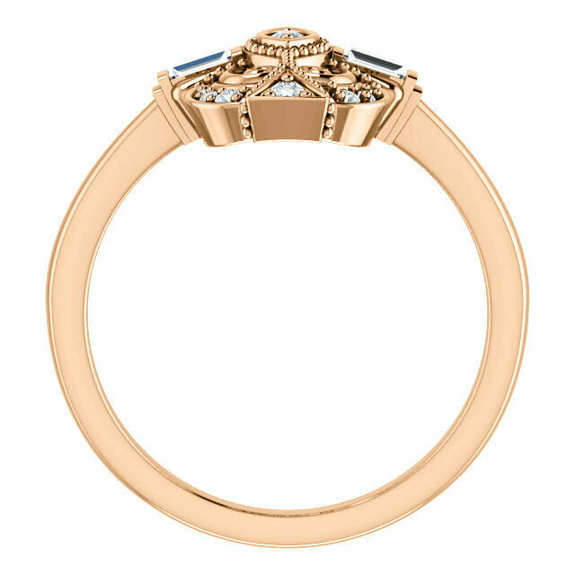 14kt Rose Gold 1/6 CTW Diamond Vintage Style Ring Sizes 6-8 including 1/4 sizes