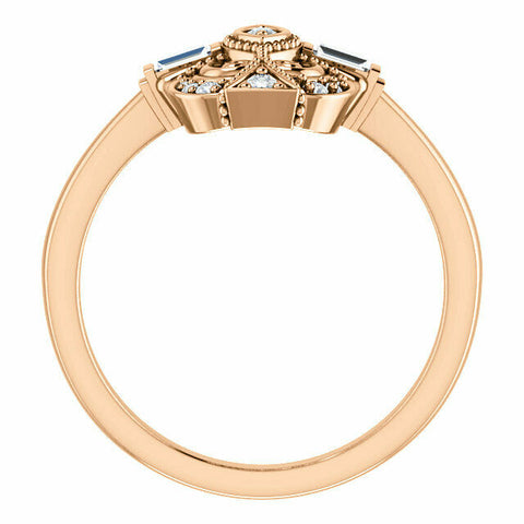 Image of 14kt Rose Gold 1/6 CTW Diamond Vintage Style Ring Sizes 6-8 including 1/4 sizes