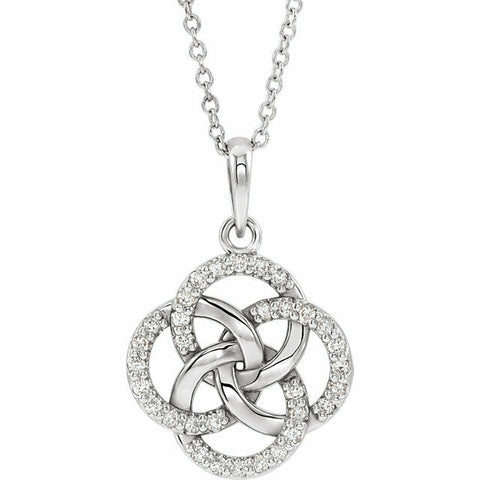 Image of Platinum 1/8 CTW Diamond Five Fold Celtic Necklace 16-18" Adjustable Chain