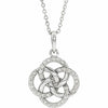 Platinum 1/8 CTW Diamond Five Fold Celtic Necklace 16-18" Adjustable Chain