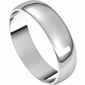 Solid 18k White Gold 5mm Wedding Band Sizes 4-20 Half Round Ultra Light Ring