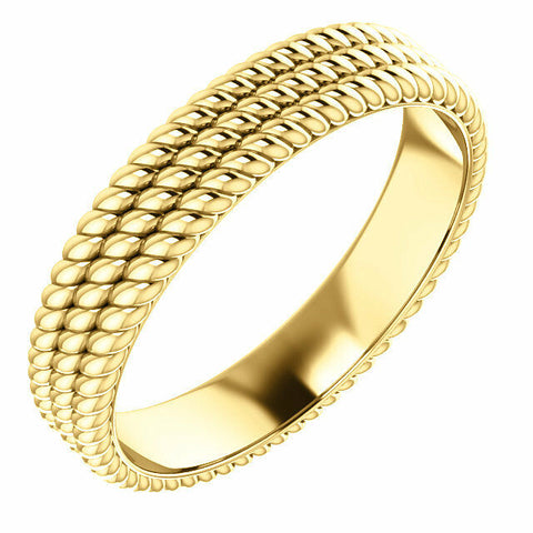 Image of SIZE 5.5 14K Yellow Gold LAYERED Stacked Rope Band 4.5mm Wide Ring Free Shipping