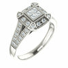 Sterling Silver Cubic Zirconia Halo-Style Square Illusion Ring Size 7