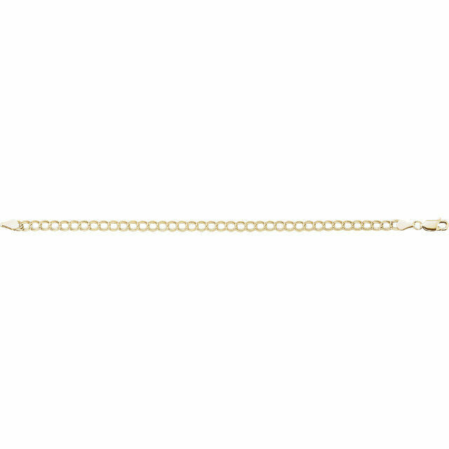 7.0 Inch 14kt Yellow Gold Solid Curb Charm Bracelet 4.0 mm Wide Lobster Clasp