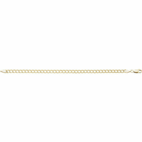 Image of 7.0 Inch 14kt Yellow Gold Solid Curb Charm Bracelet 4.0 mm Wide Lobster Clasp