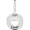 Sterling Silver Heart U Back CAT LOVER Paw Charm or Pendant NEW