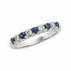 14k White Gold 1/4 cttw DIAMOND & 1/2 cttw SAPPHIRE Anniversary Band Ring size 7