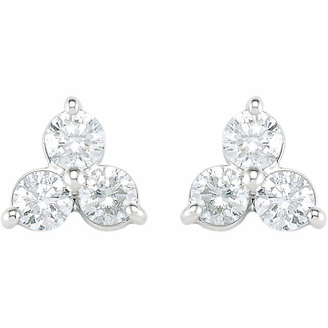 14K White Gold 1/3 ct tw Diamond Three-Stone Earrings 40% off Sug. Retail Price