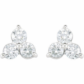 14K White Gold 1/3 ct tw Diamond Three-Stone Earrings 40% off Sug. Retail Price