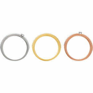 Set of 3 Stackable 3/8 cttw Diamond Rings 14K White, Yellow, & Rose Gold Size 7