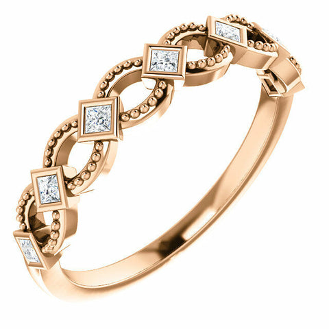 Image of 14kt Rose Gold 1/6 cttw Diamond Stackable Ladies Fashion Ring Sz 7 Free Shipping