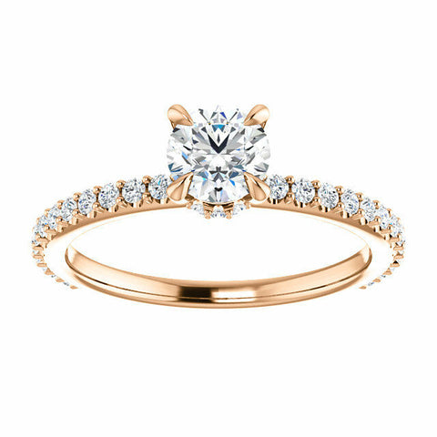 Image of 14K Rose Gold Round Forever One Moissanite & 1/3 CTW Diamond Engagement Ring