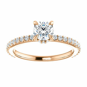 14K Rose Gold Round Forever One Moissanite & 1/3 CTW Diamond Engagement Ring