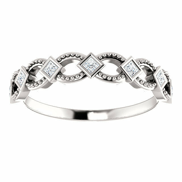 14k White Gold 1/6 cttw Diamond Stackable Ring Ladies Fashion Sz 7 Free Shipping