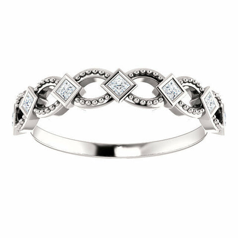 Image of 14k White Gold 1/6 cttw Diamond Stackable Ring Ladies Fashion Sz 7 Free Shipping