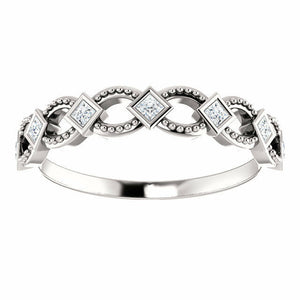 14k White Gold 1/6 cttw Diamond Stackable Ring Ladies Fashion Sz 7 Free Shipping