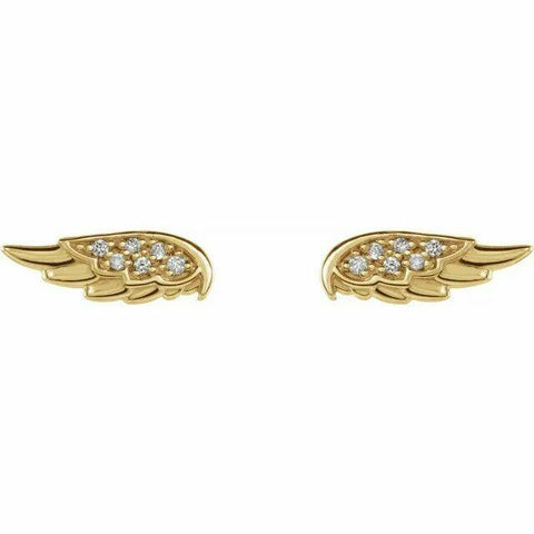 Image of 14K Gold .03 CTW Diamond Angel Wing Stud Earrings with Friction Backs 40% Off