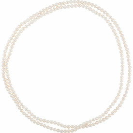 White 8-9 mm Freshwater Cultured Pearl 72 inch Strand Necklace no Clasp 50% off