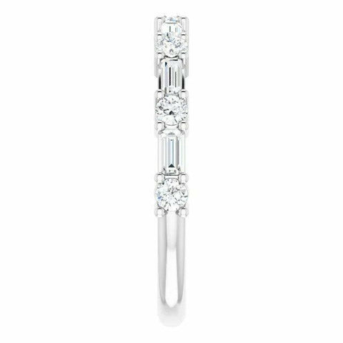 Image of SIZE 6 Baguette and Round 1/3 CTW Diamond Anniversary Band 14k White Gold Ring