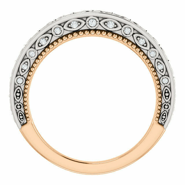 14K White and Rose Gold .07 CTW Diamond Vintage-Inspired Band Sizes 6 thru 8