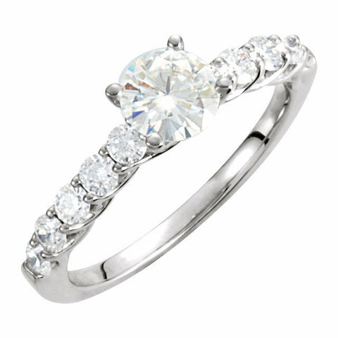 Image of 14K White Gold 5/8 cttw Diamond 6mm (3/4ctw) Created Moissanite Engagement Ring