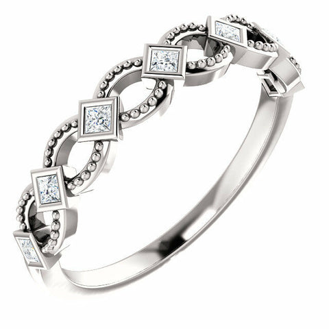 Image of 14k White Gold 1/6 cttw Diamond Stackable Ring Ladies Fashion Sz 7 Free Shipping