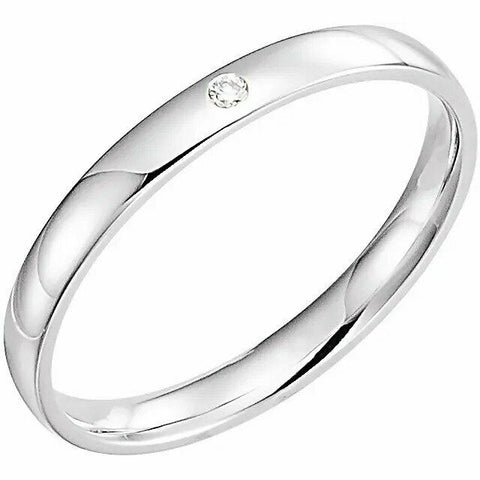 Image of Sizes 12.5 - 15.5 Gypsy-Set .02 CT Diamond Wedding Band 14kt White Gold 2.5mm