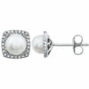 Sterling Silver 6mm Freshwater Cultured Pearl & .015 ct tw Diamond Earrings