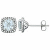 Sterling Silver 6mm AQUAMARINE & .015 ct tw Diamond Earrings Birthstone Jewelry