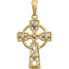 New 14kt Yellow Gold and .05 ctw Diamond Cross Pendant Religious Jewelry Gift