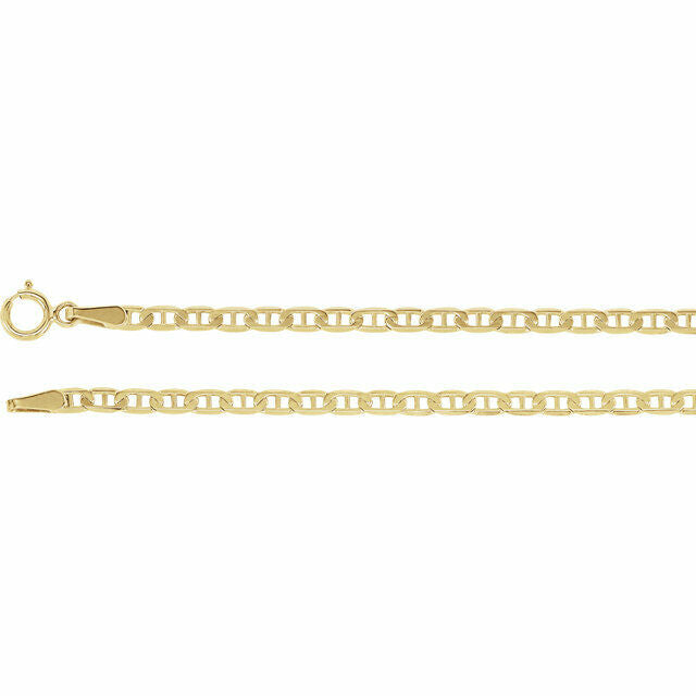 7" inch Anchor Chain Solid 14k Yellow Gold Bracelet  2.25mm wide FREE Shipping
