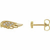 14K Gold .03 CTW Diamond Angel Wing Stud Earrings with Friction Backs 40% Off