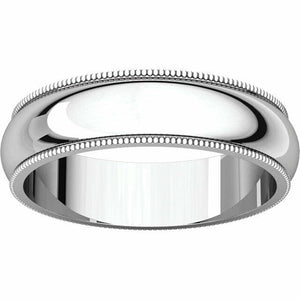 SIZE 15 - Solid Plain 14k White Gold Wedding Band 5.0mm Wide Ring FREE Shipping