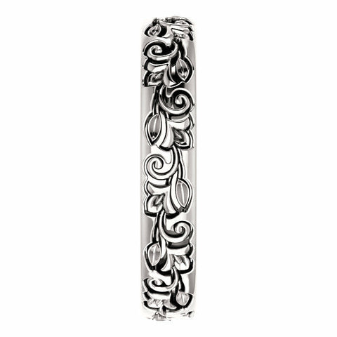 Image of SIZE 4 - Vintage-Inspired Sculptural Wedding Band 14k White Gold 3.5 mm wide New
