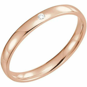 Sizes 9-12 14k Rose Gold Gypsy-Set .02 CT Diamond Wedding Band 2.5mm Wide New